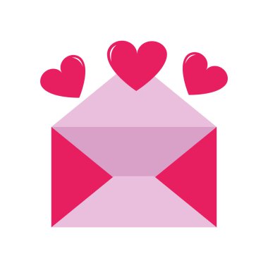 renkli açık kart mektup kalpler tasarımı ile