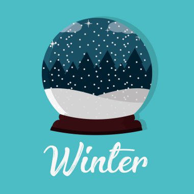 Peyzaj ve çam ağaçları içinde kristal kar yağışı