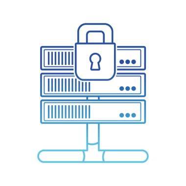 Mavi çizgili wifi yönlendirici teknoloji ile asma kilit güvenlik