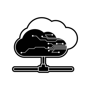 Bulut depolama teknolojisi ve sanal Tema izole tasarım vektör çizim bilgisayar