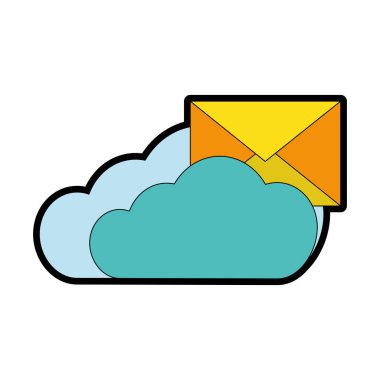 Bulut depolama teknolojisi ve sanal Tema izole tasarım vektör çizim bilgisayar