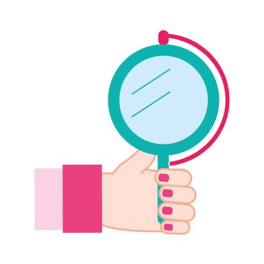 renkli kadın el ile makyaj nesnesine ayna