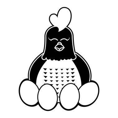 siluet sevimli tavuk çiftlik hayvanı yumurta ile