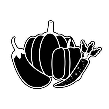 Havuç kabak patlıcan ve biber sebze sağlıklı ve organik gıda Tema Isolated vektör çizim tasarım