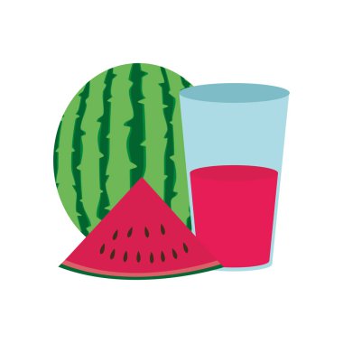 Karpuz ve suyu meyve sağlıklı ve organik gıda Tema izole tasarım vektör çizim