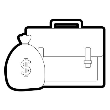 çizgi iş evrak çantası nesnesi çanta para ile