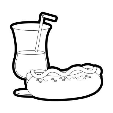 Sosisli sandviç ve içecek lokanta kentsel ve lezzetli menü Tema izole tasarım vektör çizim