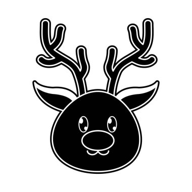 sevimli hayvan karakter siluet Ren geyiği baş