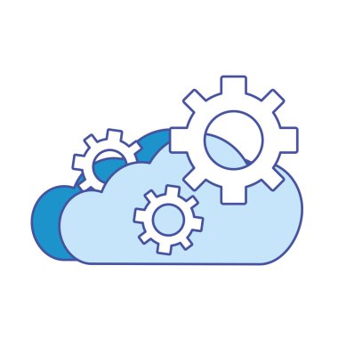 Bulut depolama teknolojisi ve sanal Tema izole tasarım vektör çizim bilgisayar