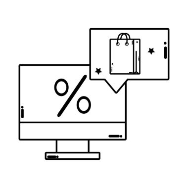 yüzde ve sohbet kabarcık ile bilgisayar ekran satırı