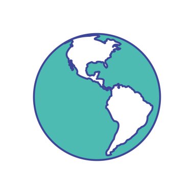 Gezegen kıta Küre ve dünya Tema izole tasarım vektör çizim