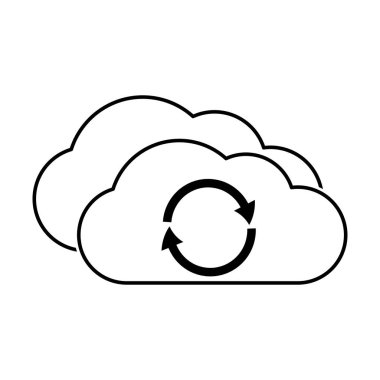 Bulut depolama teknolojisi ve sanal Tema izole tasarım vektör çizim bilgisayar