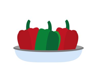 Biber sebze sağlıklı ve organik gıda Tema izole tasarım vektör çizim