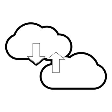 Bulut depolama teknolojisi ve sanal Tema izole tasarım vektör çizim bilgisayar
