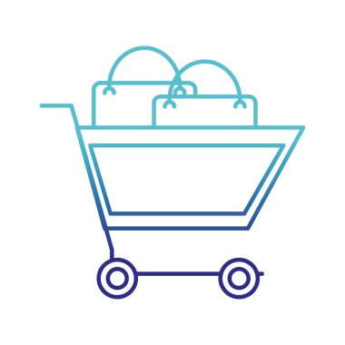 mavi çizgi alışveriş araba pazarı ile çanta satın