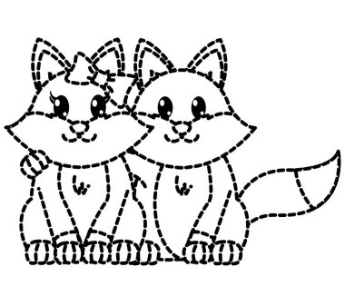 noktalı şekli birlikte çift sevimli hayvan tilki