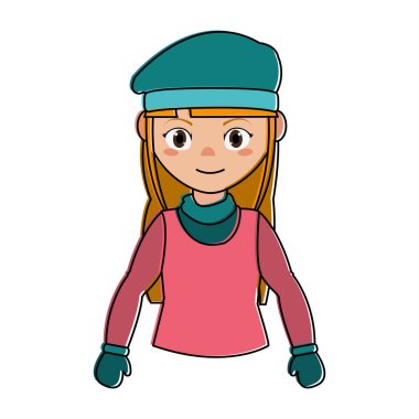 Kız kış kumaş tasarımı ile