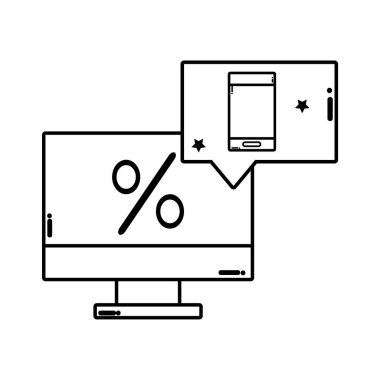 yüzde ve smartphone ile çizgi bilgisayar ekranı