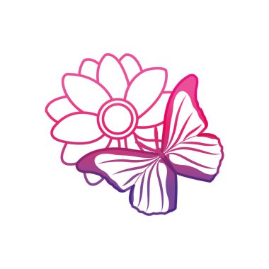 bozulmuş satır güzel çiçek yaprakları tasarım ve kelebek