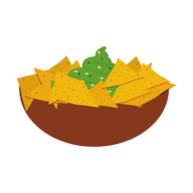 Nacho Meksika yemeği ve geleneksel yemekleri Tema Isolated vektör çizim tasarım