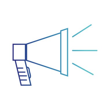 Mavi çizgili megafon hoparlör sesli mesaj iletişim