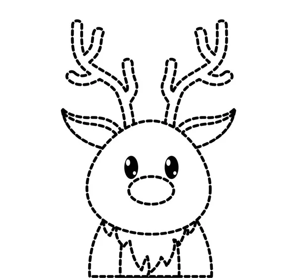 Forma punteada adorable reno lindo animal carácter — Archivo Imágenes Vectoriales