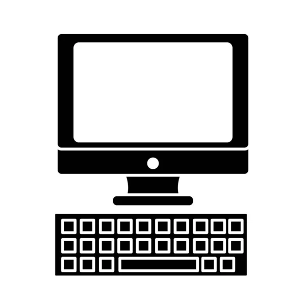 Ordenador de pantalla de silueta con icono de tecnología de teclado — Vector de stock