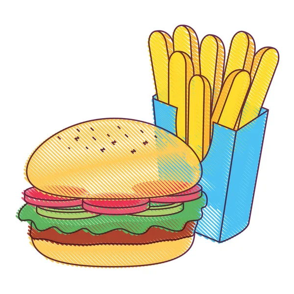 Hamburger and french fries design — Stock Vector