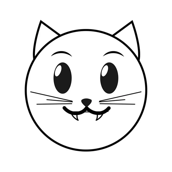 Ligne vampire chat visage emoji expression — Image vectorielle