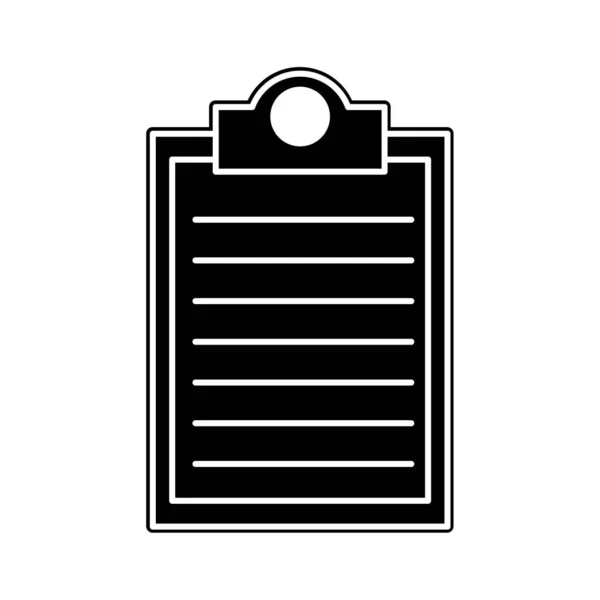 Lista de verificação de silhueta nota de documento na área de transferência — Vetor de Stock