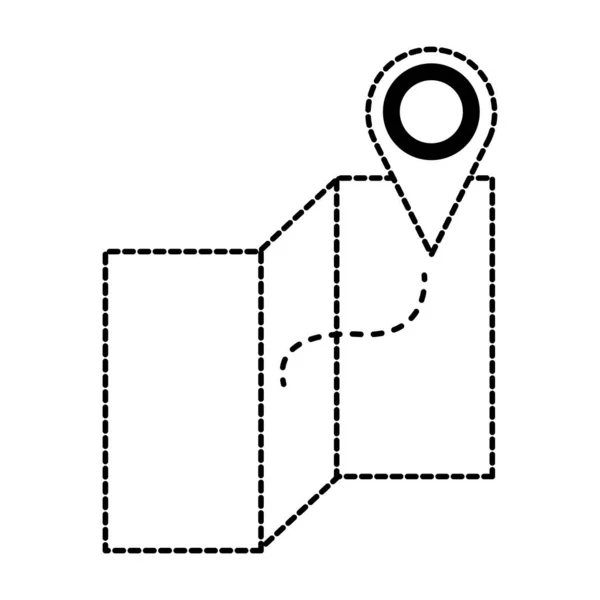 Forma punteggiata mappa globale viaggio con simbolo di posizione — Vettoriale Stock
