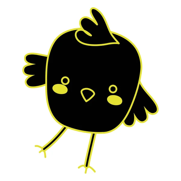 Neon platte chick vogel boerderij dier spelen — Stockvector