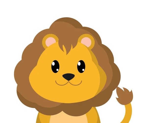 Colorido adorable león lindo animal carácter — Vector de stock