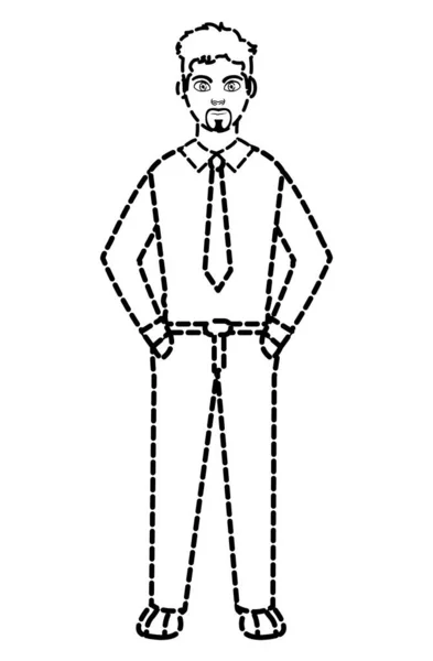 Forme pointillée homme élégant avec chemise et cravate design — Image vectorielle
