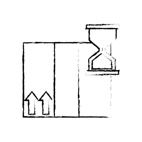 Grunge serviço pacote caixa de entrega com ampulheta — Vetor de Stock