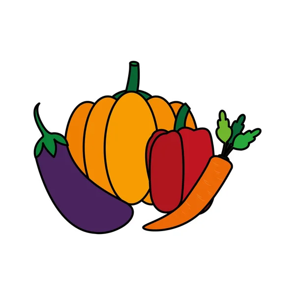 Баклажан Перец Морковь Овощей Здоровой Органической Пищи Тема Изолированный Дизайн — стоковый вектор