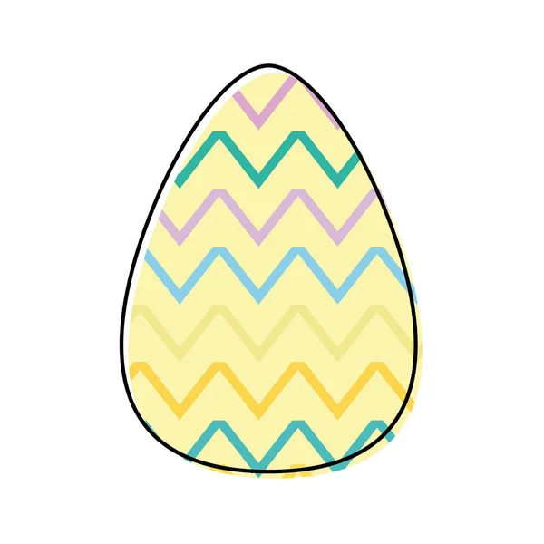 Line color egg easter with figures decoration to celebration — Stock Vector