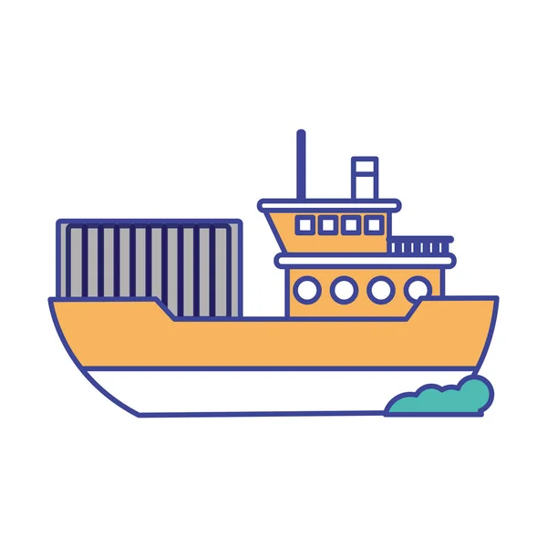 Schip Van Transport Voertuig Reizen Geïsoleerde Themaontwerp Vectorillustratie — Stockvector