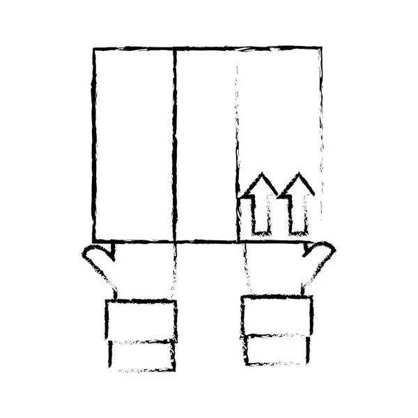 ボックス パッケージ サービスで不潔な男の手 — ストックベクタ