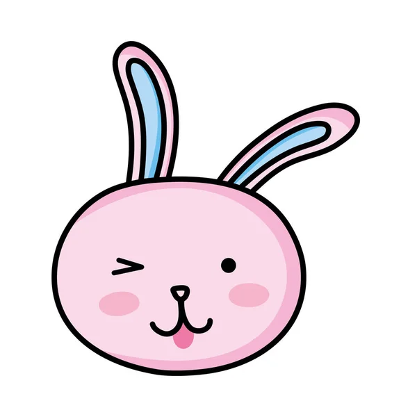 Divertido conejo cabeza animal de dibujos animados — Vector de stock