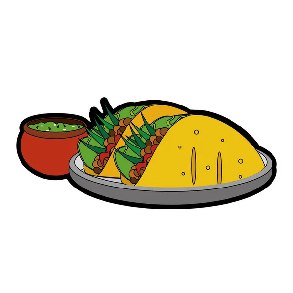 Burrito Comida Mexicana Cocina Tradicional Tema Diseño Aislado Ilustración Vectorial — Vector de stock