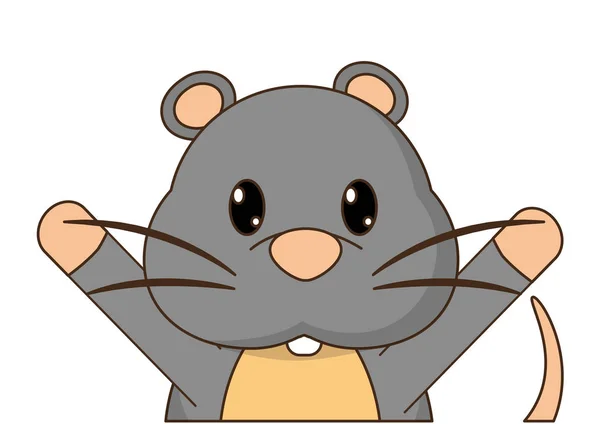 Χαριτωμένο ζώο ποντίκι με τα χέρια ψηλά — Διανυσματικό Αρχείο