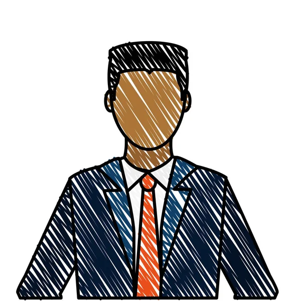 Doodle profile man with elegant shirt and tie — Stock Vector