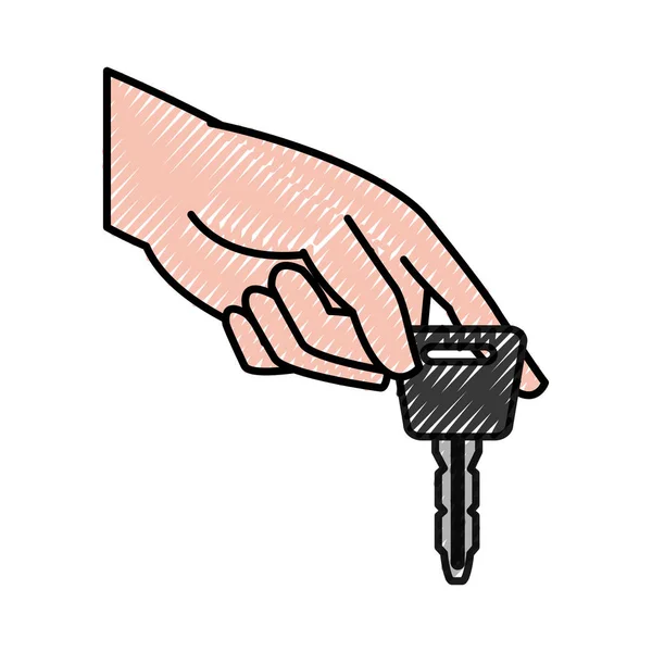 Grated hand with car key security object — Stock Vector