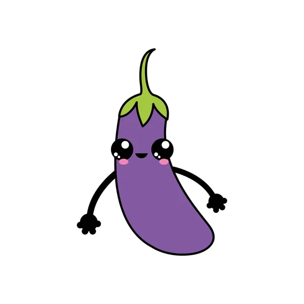 Aubergine Van Plantaardige Gezonde Biologische Voeding Geïsoleerde Themaontwerp Vectorillustratie — Stockvector