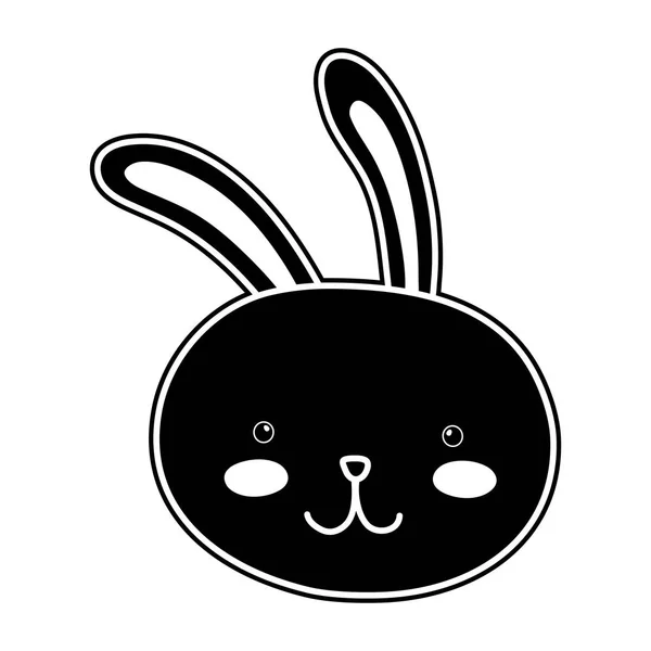 Silhouette happy rabbit head animal character — Stock Vector