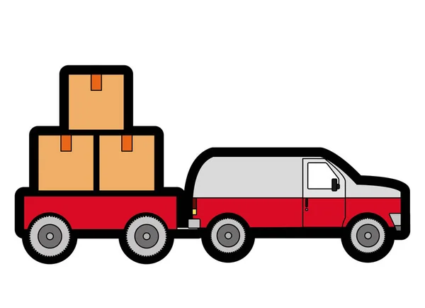 Box Und Lkw Der Lieferung Versand Und Logistik Thema Isoliert — Stockvektor