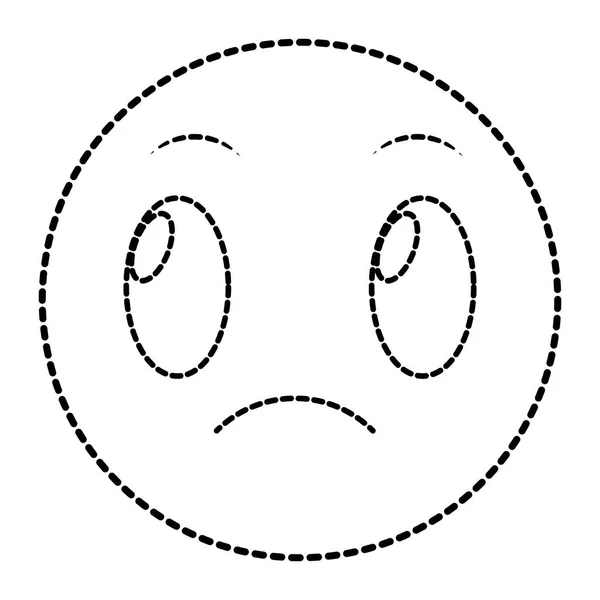 Forme pointillée triste visage geste expression emoji — Image vectorielle
