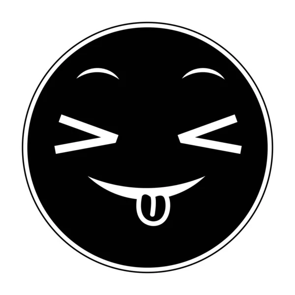 Silhueta brincando rosto gesto emoji expressão — Vetor de Stock