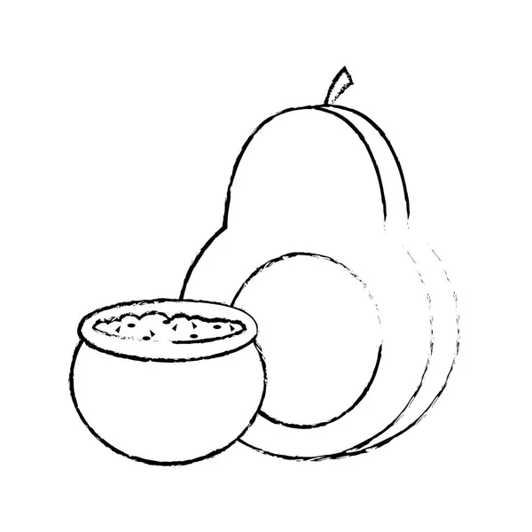 Авокадо Овощей Здоровой Органической Пищи Тема Изолированный Дизайн Векторная Иллюстрация — стоковый вектор